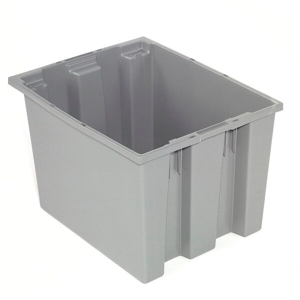 Quantum Storage Systems Stack & Nest Storage Container, 19-1/2 in L x 15-1/2 in W x 13 in H, Gray, Polypropylene SNT195GY - main